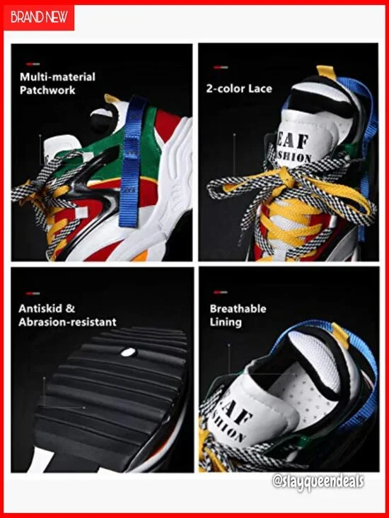 Retro Color Block Sneakers, Athletic Shoes for Walking Running Casual Wear - Picture 3 of 7